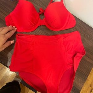 Aerie /American Eagle red high waisted two-piece bikini set size M